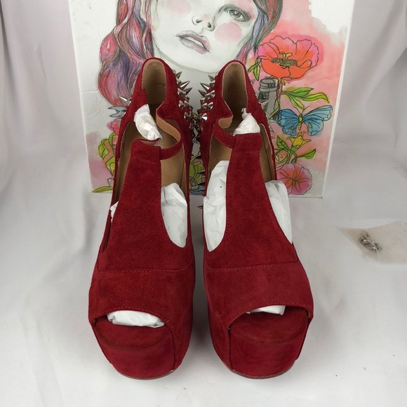 Jeffrey Campbell Foxy Spike Dark Red Suede Silver - Picture 3 of 7